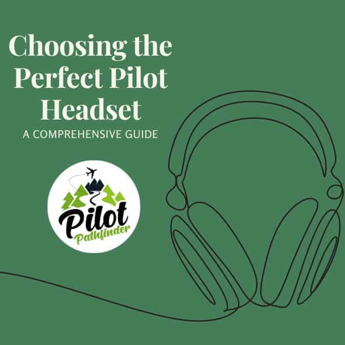 An outline drawing of a pilot headset, accompanied by the title 'Navigating the Skies: A Comprehensive Guide to Pilot Headsets.' The minimalist design captures the essence of the article, focusing on the essential equipment used by pilots for effective communication and navigation in the skies